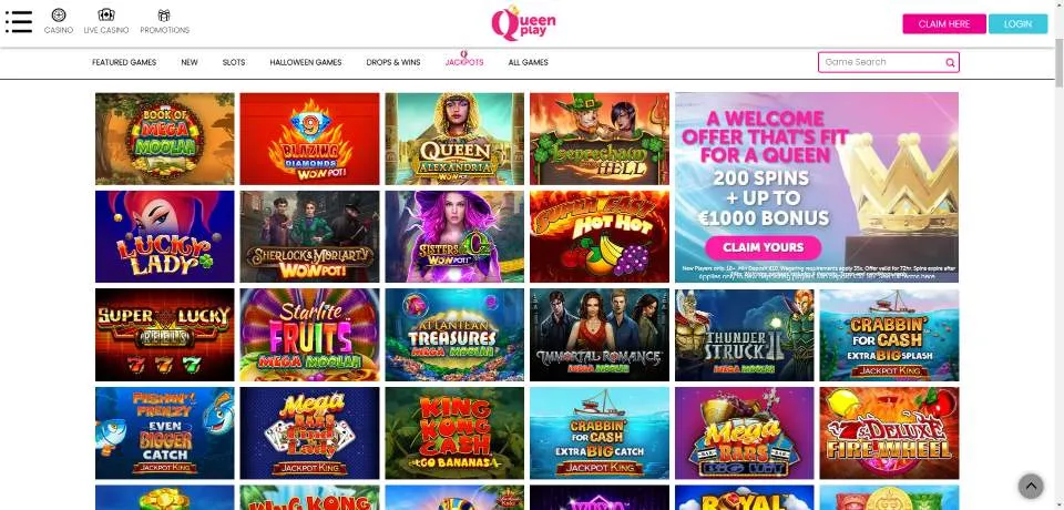 Queenplay Jackpot Games Background Image