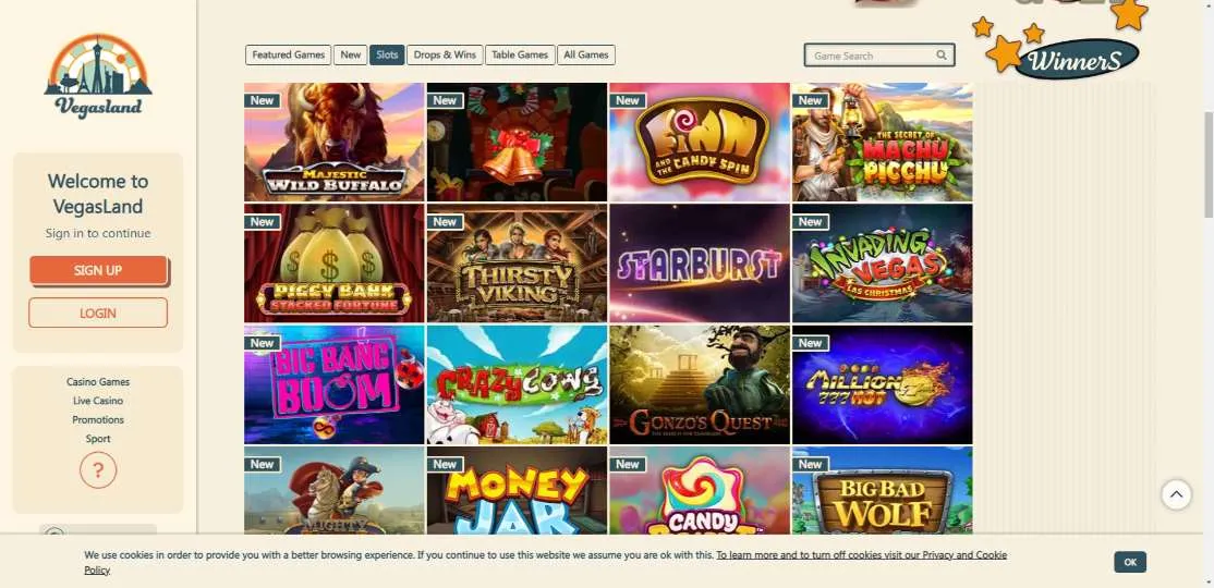 VegasLand Casino Slot Games Background Image