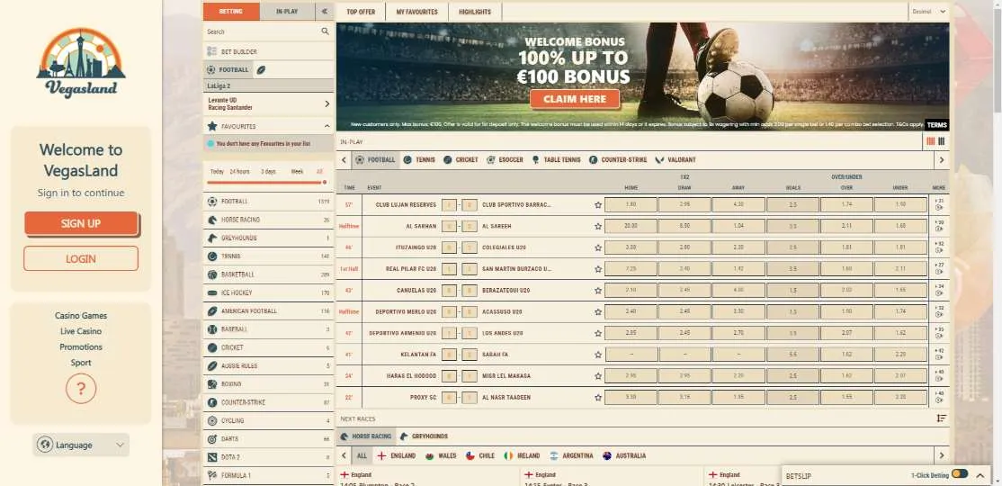 VegasLand Casino Sportsbetting Background Image