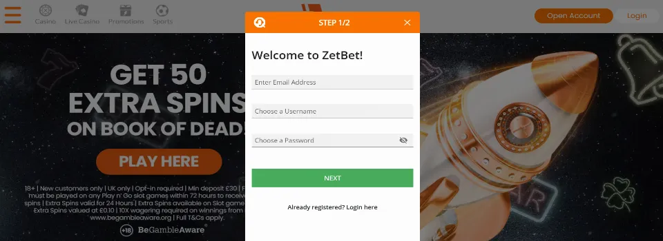 Welcome To ZetBet Casino Background Image