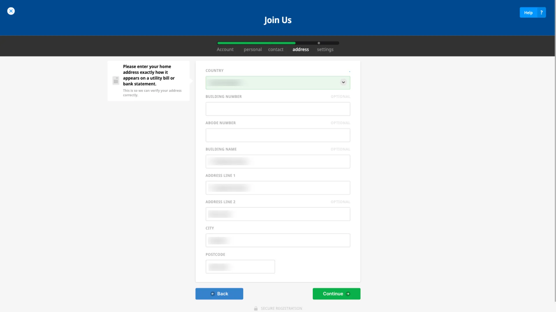 Betfred Casino Sign Up Enter Personal Information Background Image