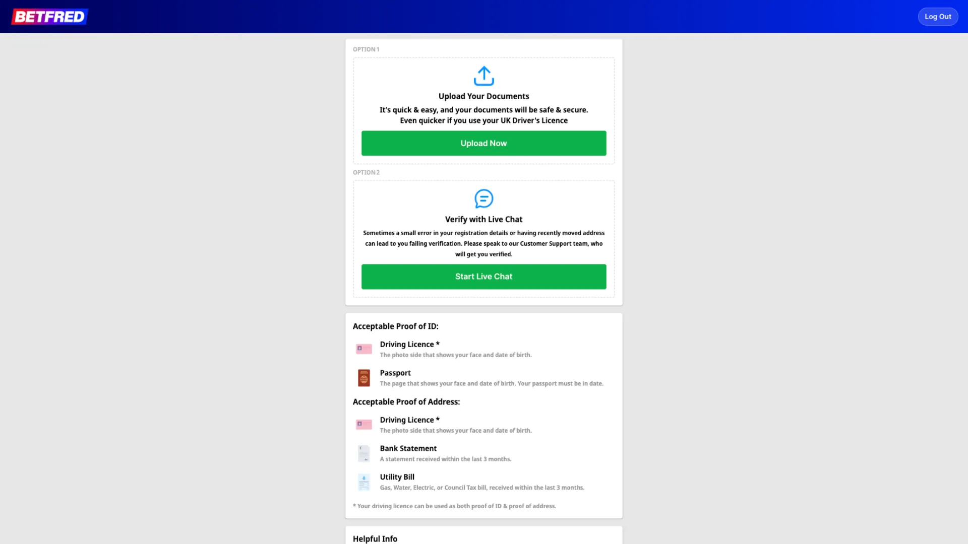 Betfred Casino Verify Your Account Background Image