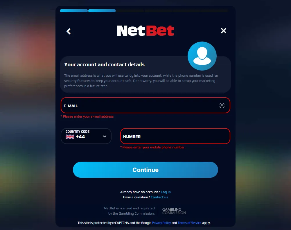 NetBet Sign Up Add Personal Information Background Image