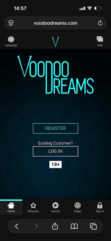 Voodoo Dreams On Mobile Sign Up Background Image