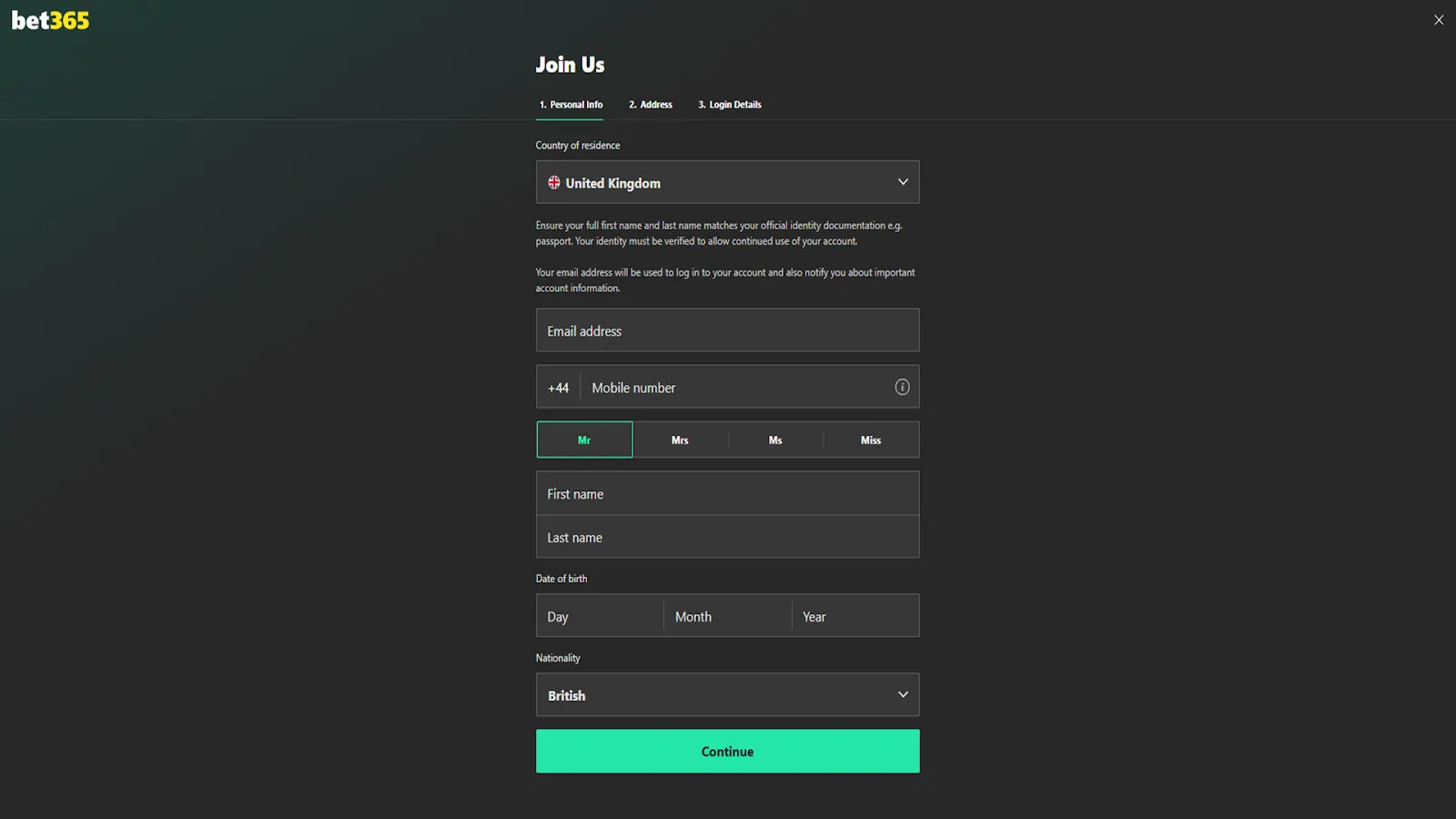 Join Bet365 Background Image