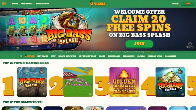 O'Reels Casino Sign Up Step 1 Background Image