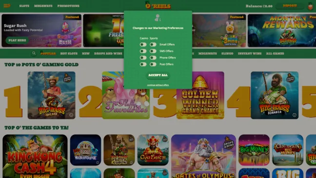 O'Reels Casino Sign Up Step 3 Background Image