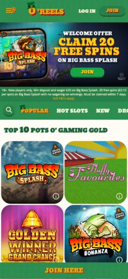 O'Reels Casino Mobile Background Image