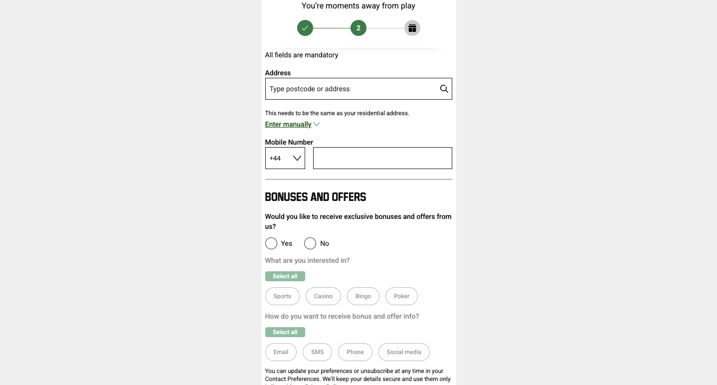 Unibet Casino How To Sign Up Step 2 Background Image