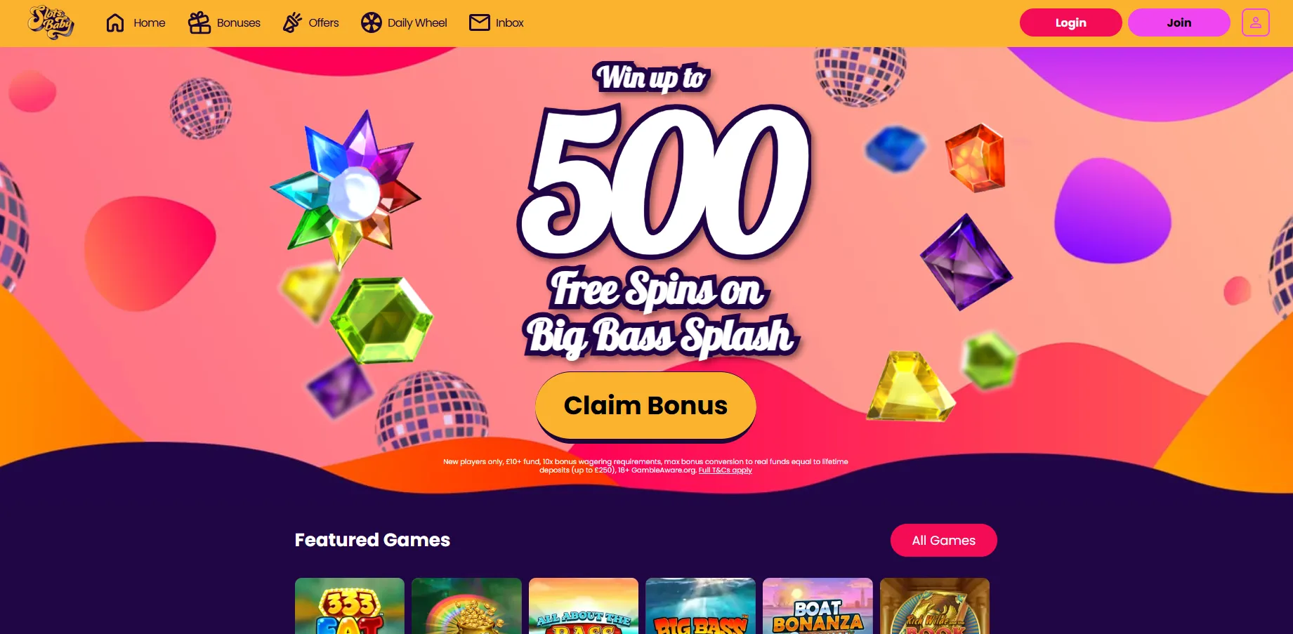 Slots Baby How To Sign Up Step 1 Background Image