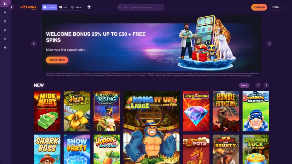 HotWins Casino How To Sign Up Step 1 Background Image