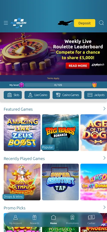 PlayMillion Casino Login Step 1 Background Image