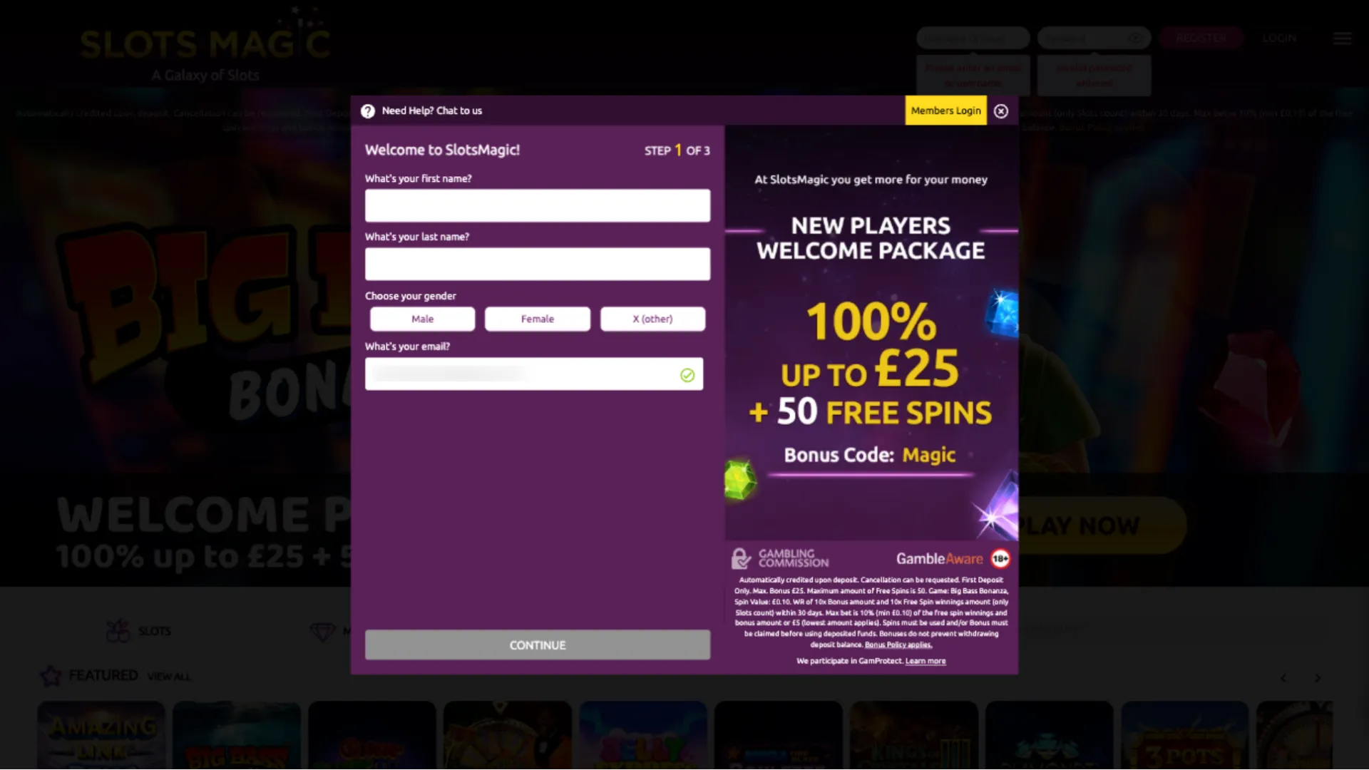 Slot Magic Casino How To Sign Up Step 3 Background Image