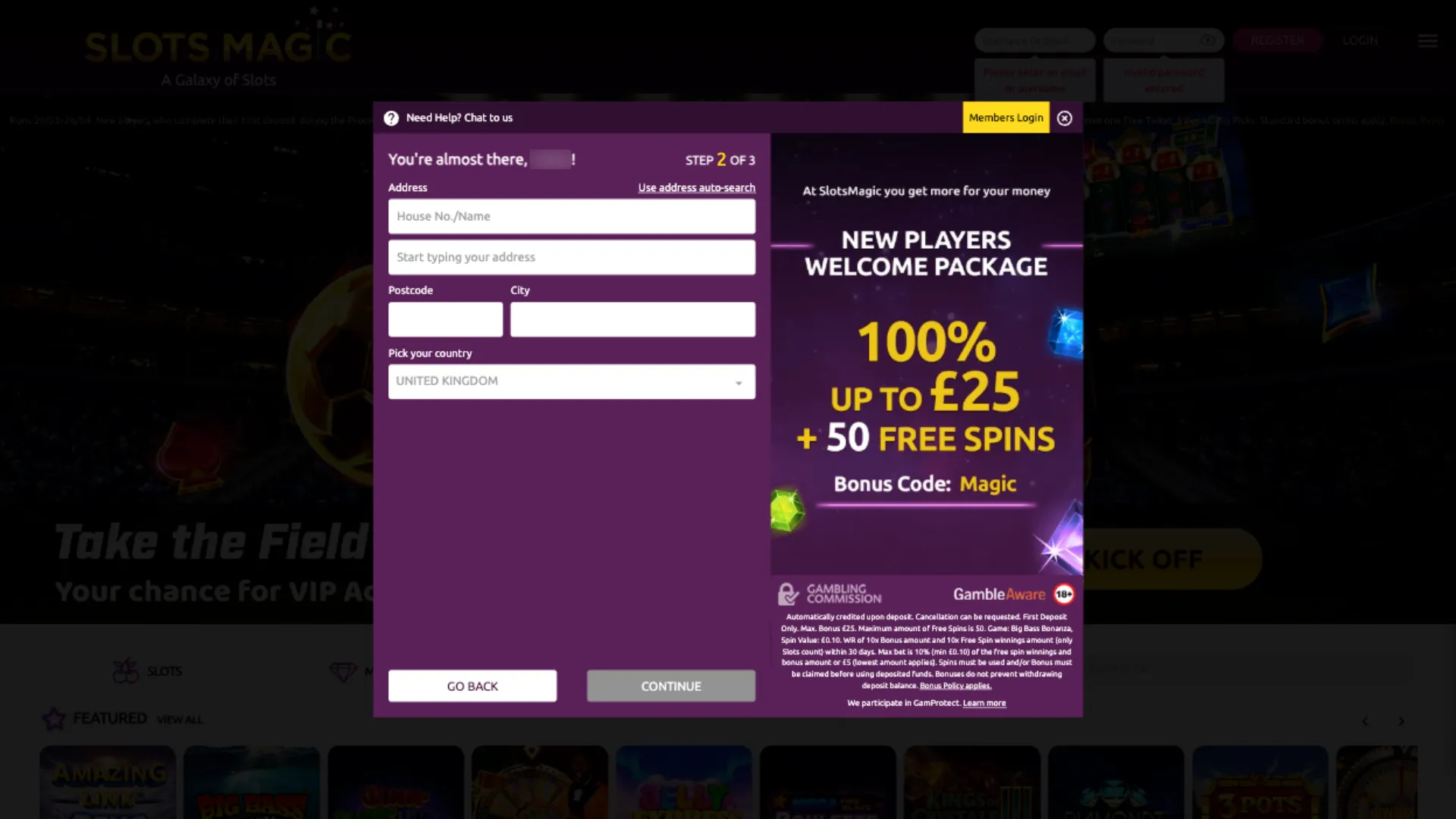 Slot Magic Casino How To Sign Up Step 5 Background Image