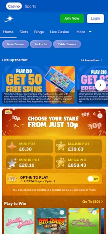 JackpotJoy Casino Mobile 1 Background Image