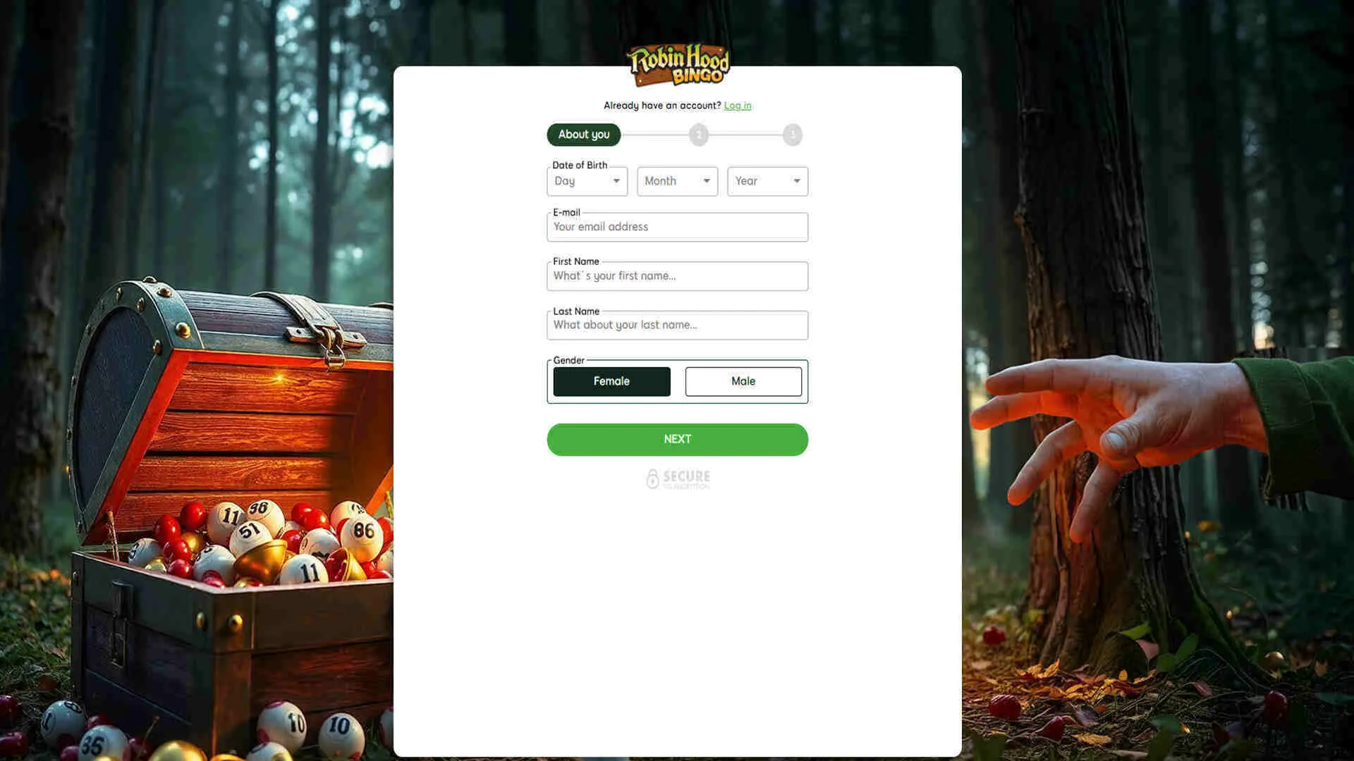 Sign Up To Robin Hood Bingo Casino Background Image