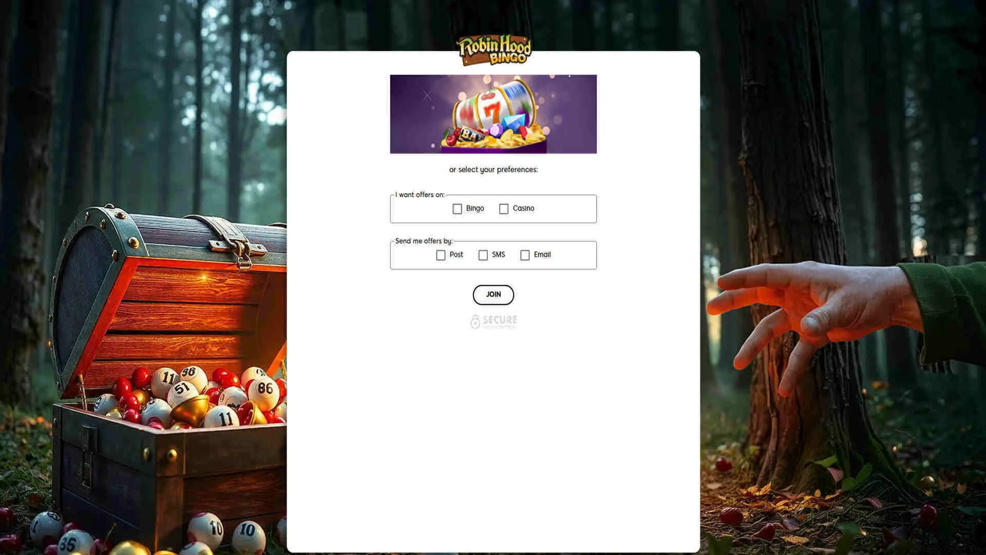 Robin Hood Bingo Promo Preferences Background Image