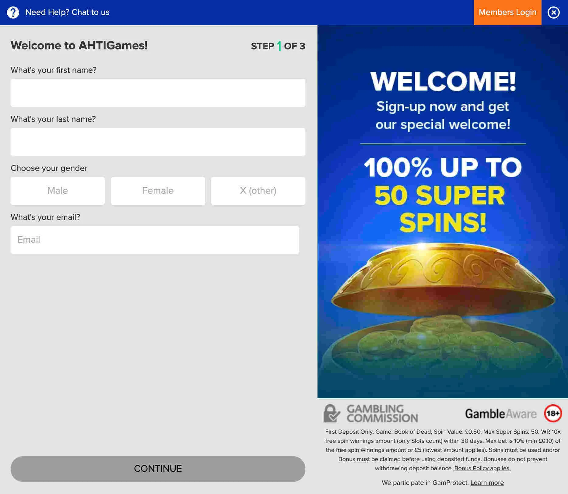 Add Your Personal Details To Ahti Games Sign Up Page Background Image