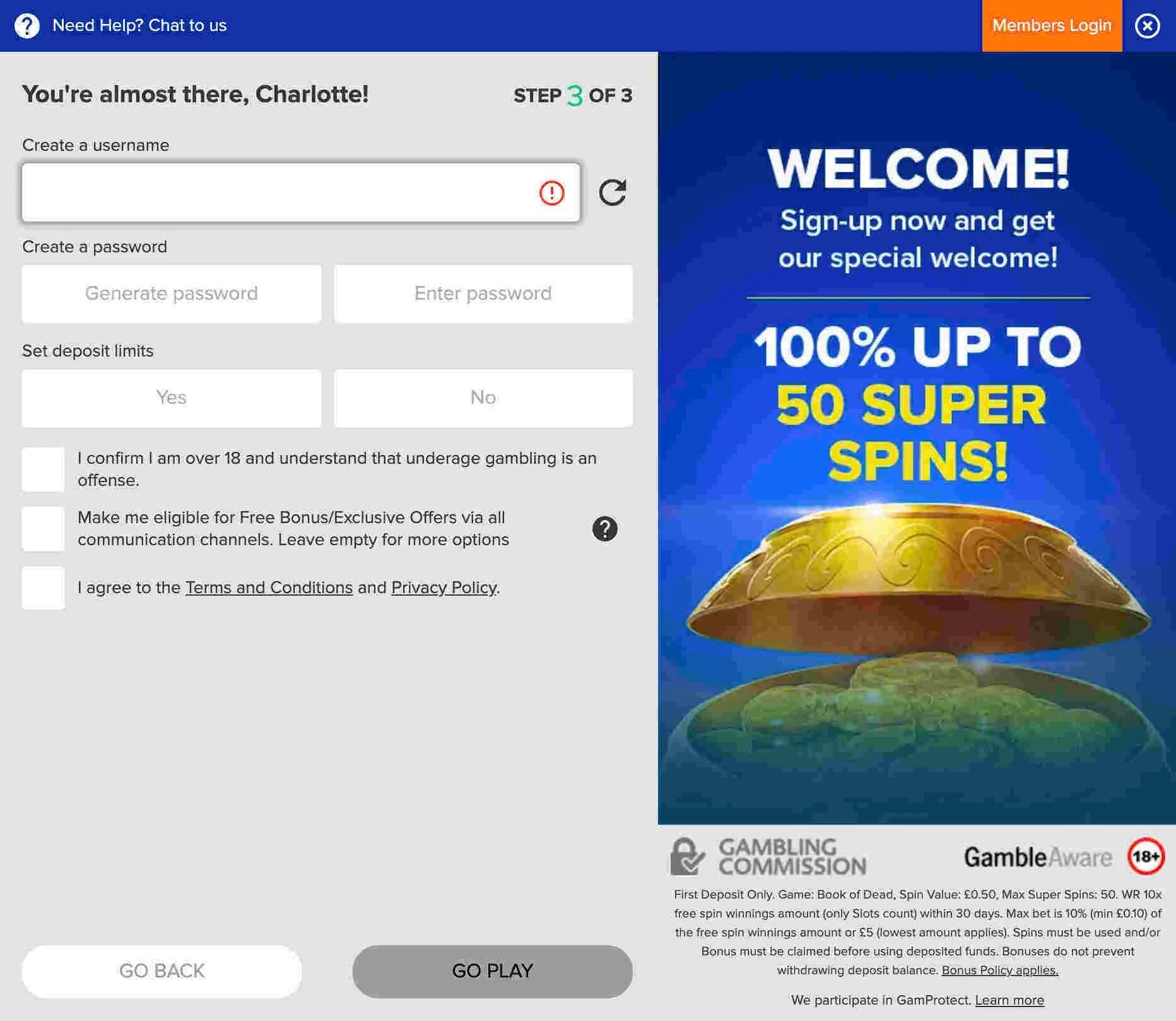 Ahti Games Casino Choose Your Password And Username Background Image