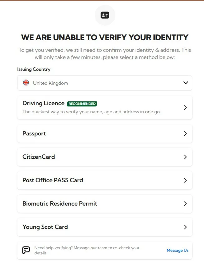 Double Bubble Bingo Casino Verify Your Identity Background Image