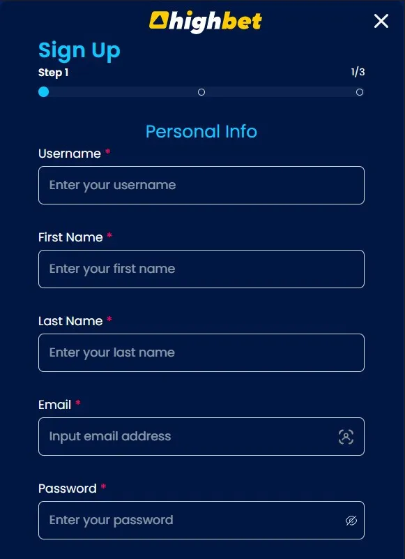 Sign Up To Highbet Casino Background Image