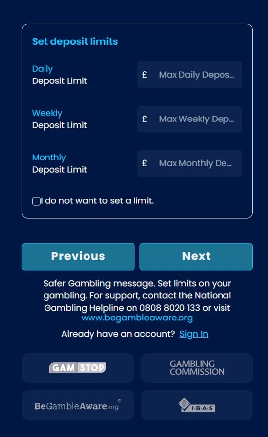 Highbet Casino Set Deposit Limits Background Image