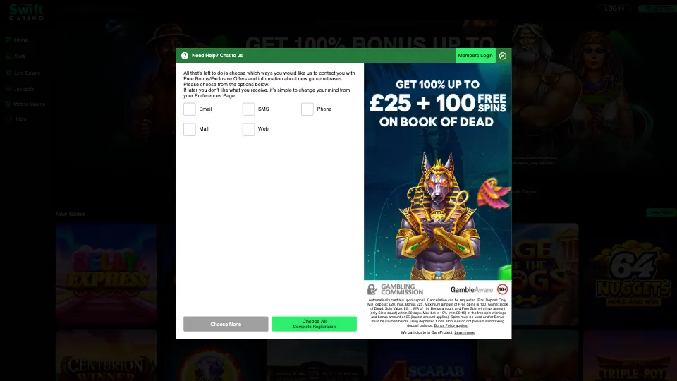 Swift Casino How To Sign Up Step 5 Background Image