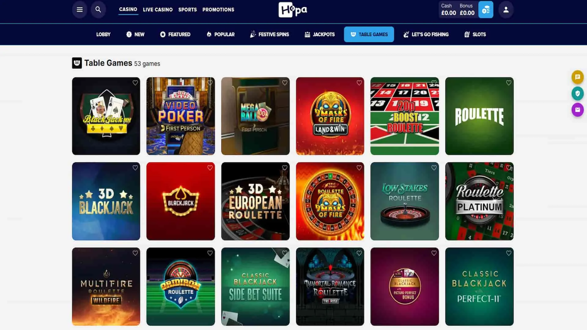 Table Games At Hopa Casino Background Image