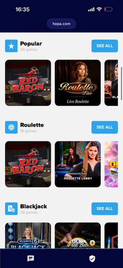 Hopa Casino Mobile Games Background Image