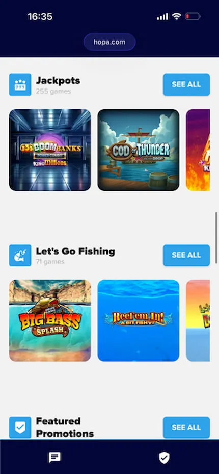 Jackpot Games At Hopa Casino Background Image