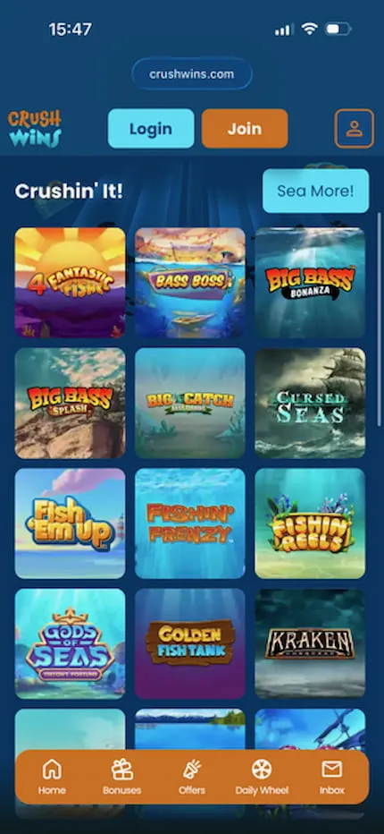 Crush Wins Casino Mobile Performance Background Image