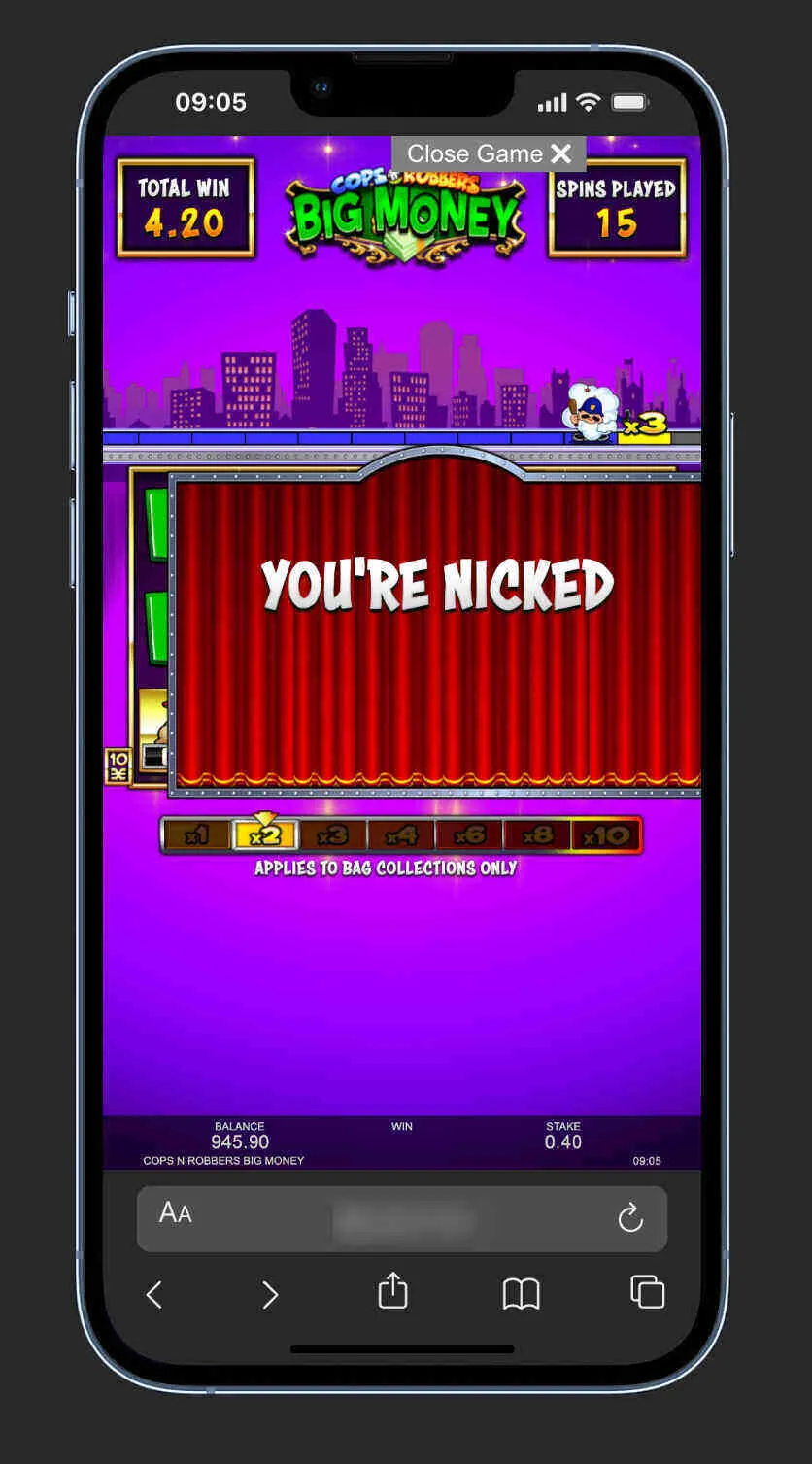 Cops 'n' Robbers Big Money Gameplay - You Are Nicked Background Image