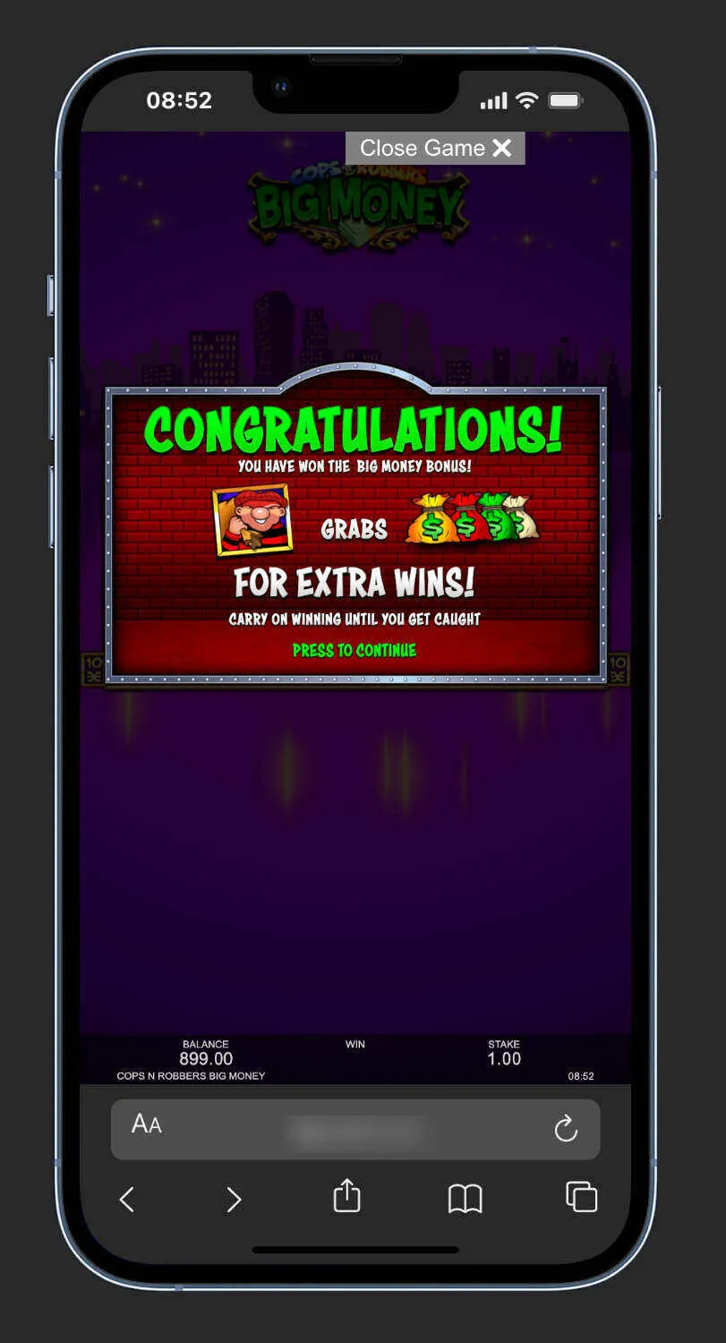 Theme And Story Of The Cops 'n' Robbers Big Money Slot Background Image