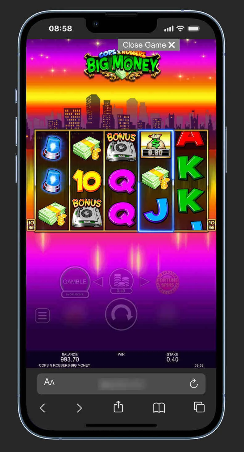 Testing The Cops 'n' Robbers Big Money Slot Background Image