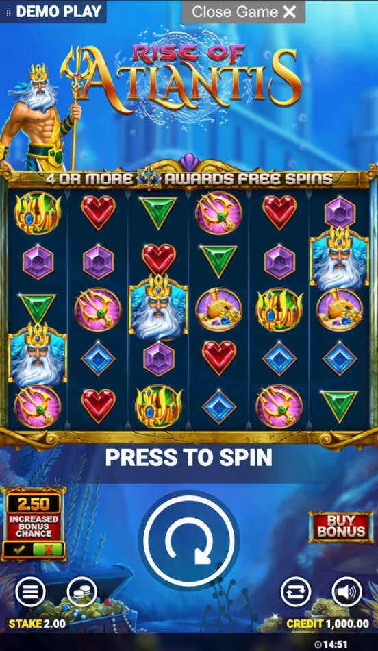 Rise Of Atlantis Slot On Mobile Background Image