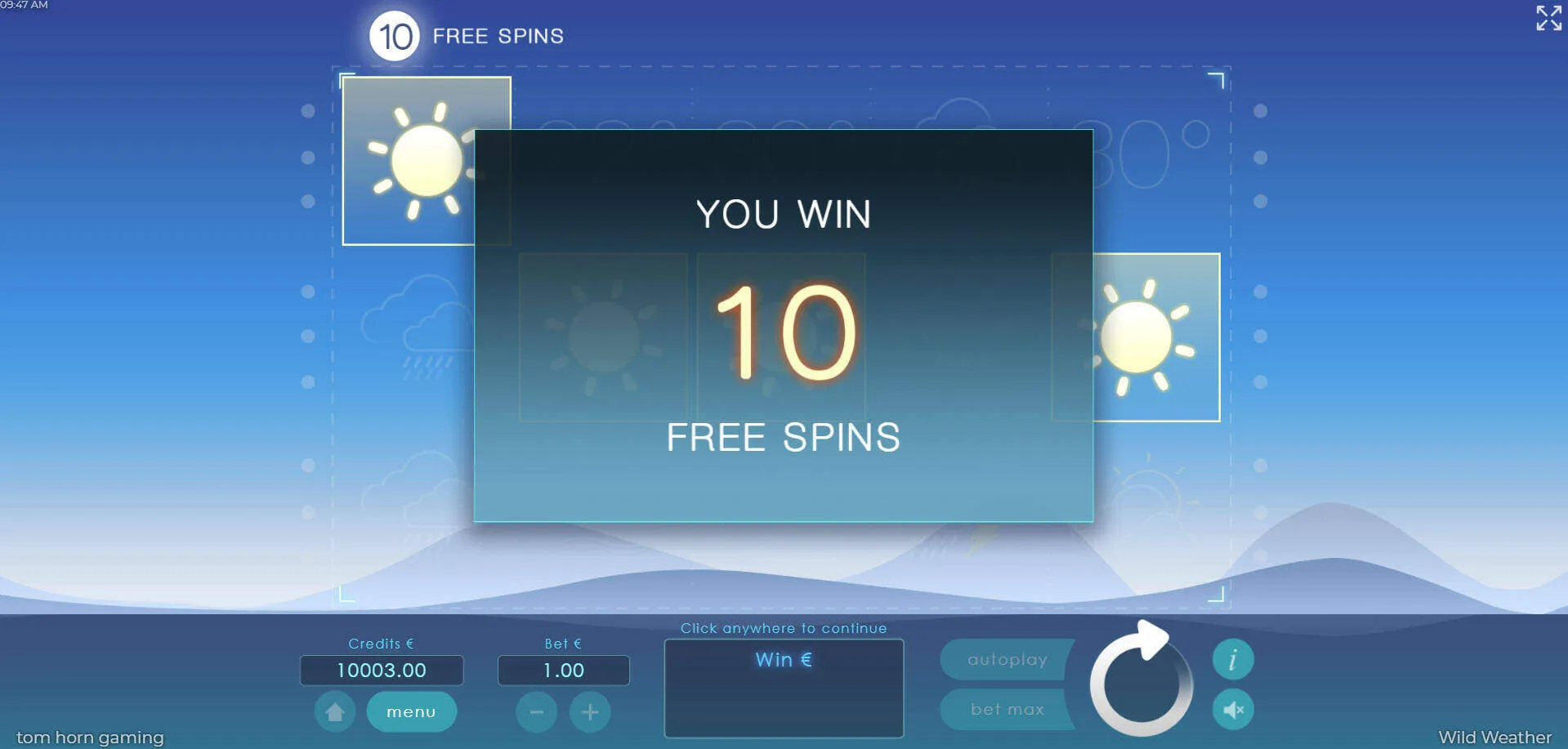Wild Weather Free Spins Bonus Round Background Image