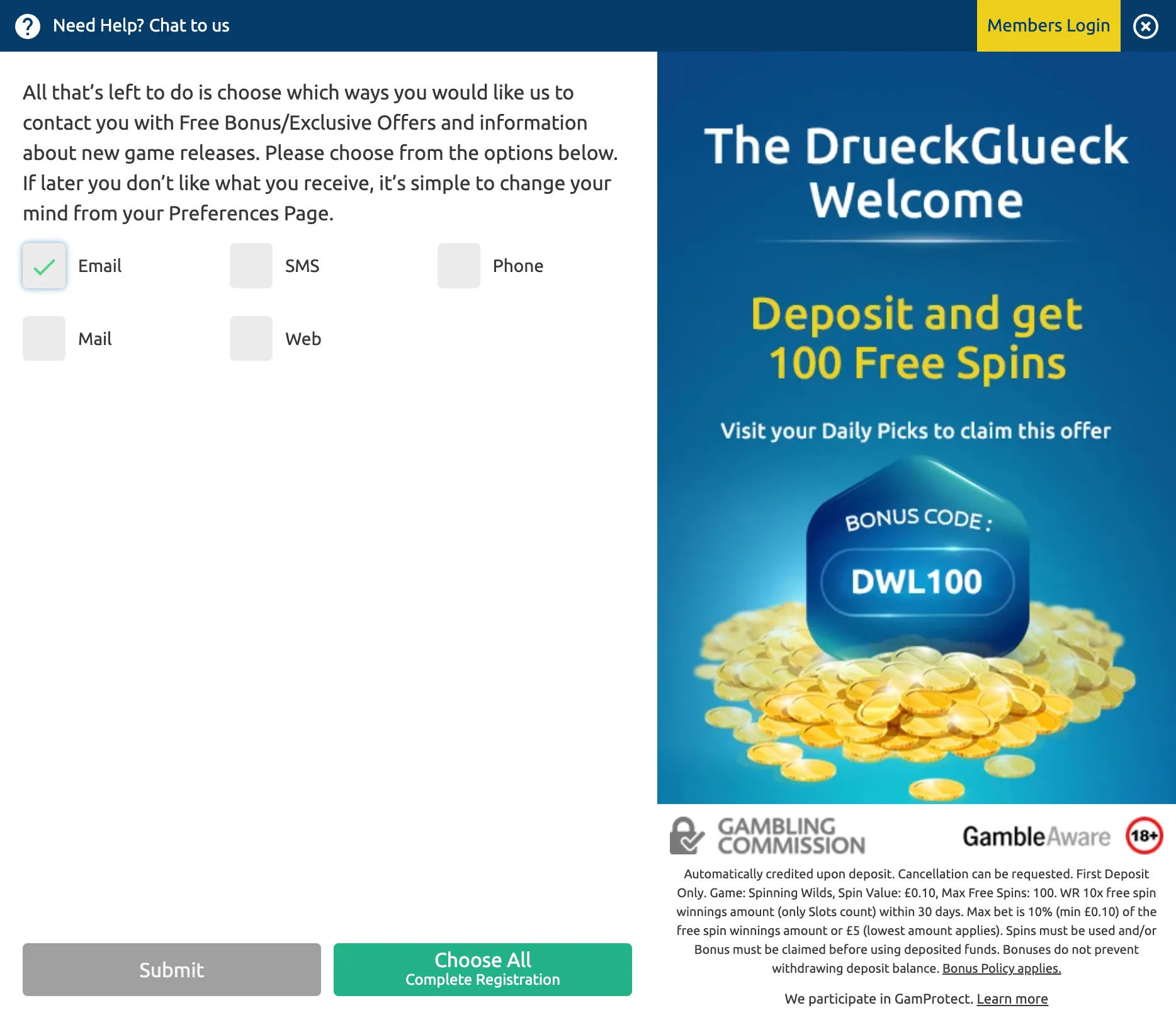 DrueckGlueck Casino How To Sign Up Step 3 Background Image