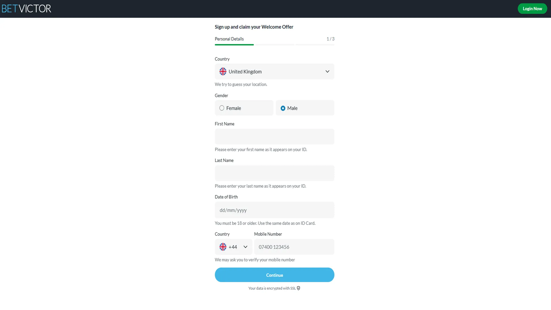 How To Sign Up To BetVictor: Step 1 Background Image
