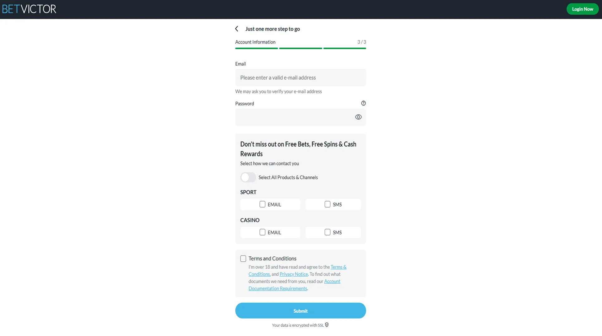 How To Sign Up To BetVictor: Step  3 Background Image