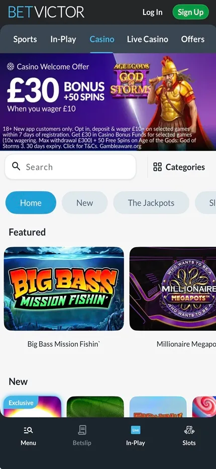BetVictor Casino Mobile 2 Background Image