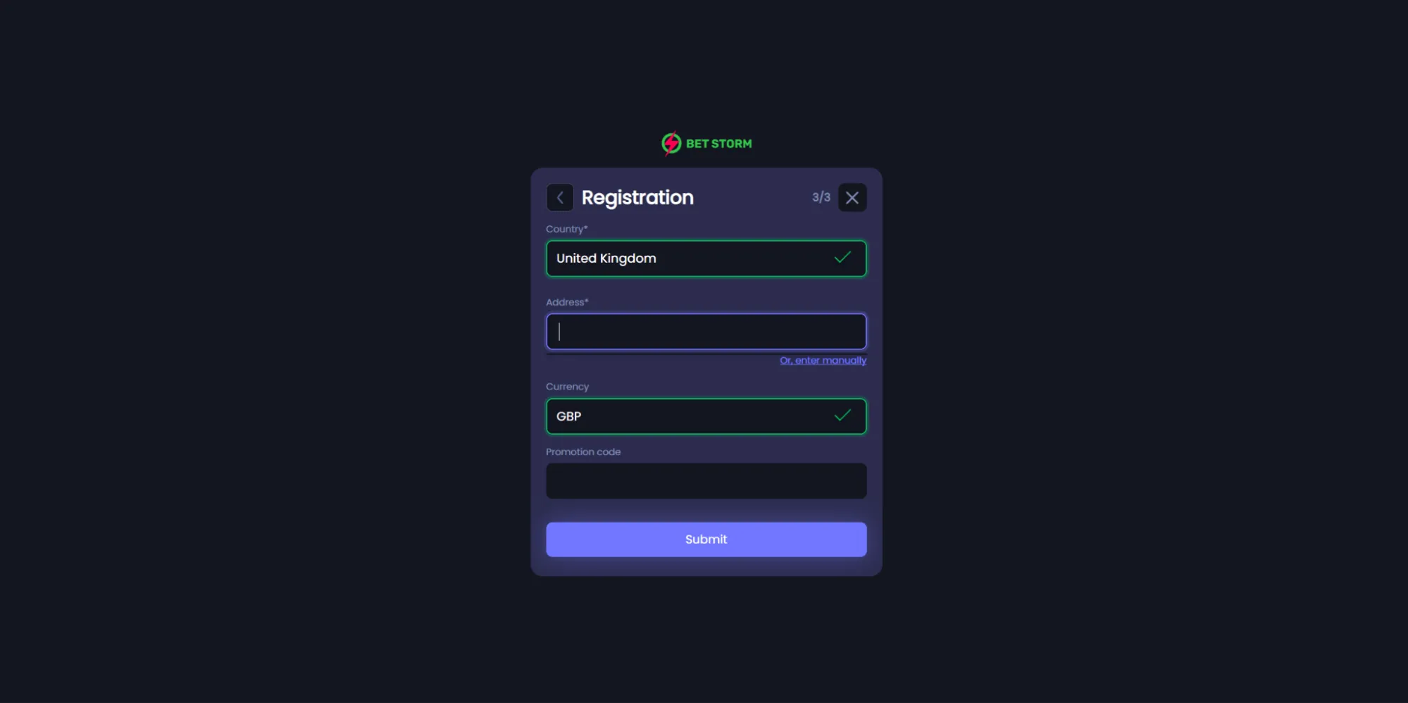 BetStorm Casino How To Sign Up Step 4 Background Image