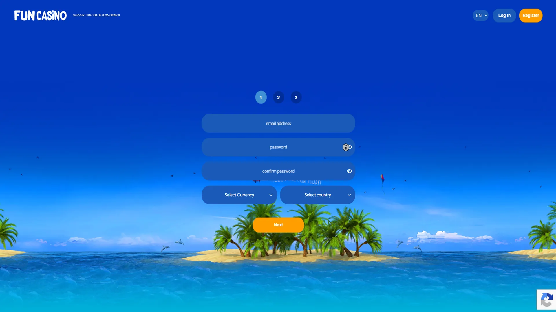 Fun Casino How To Sign Up Step 1 Background Image