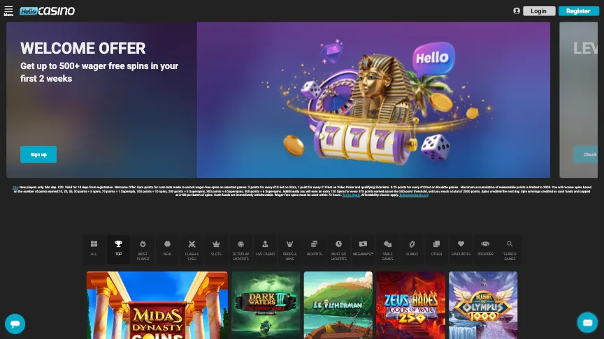 Hello Casino How To Sign Up Step 1 Background Image