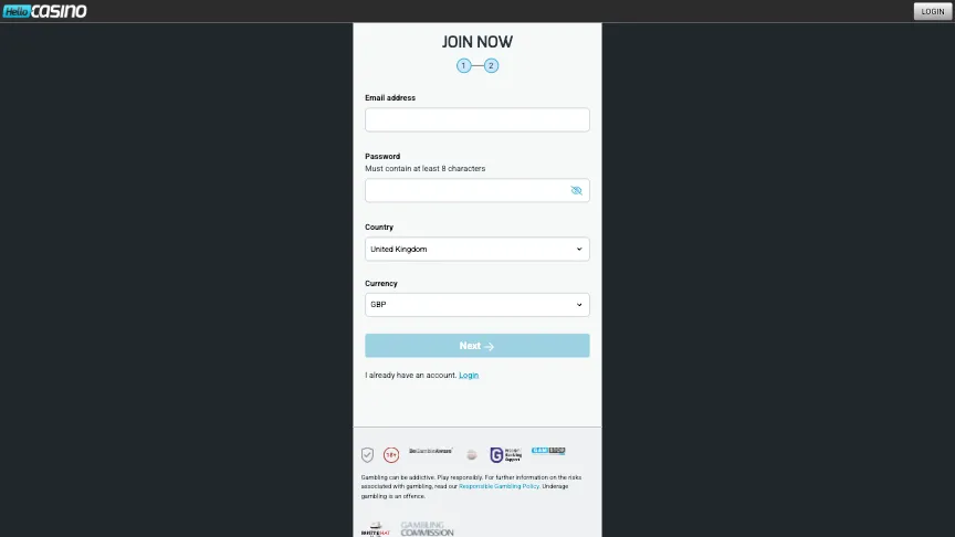 Hello Casino How To Sign Up Step 2 Background Image