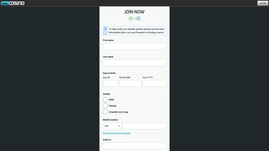 Hello Casino How To Sign Up Step 3 Background Image