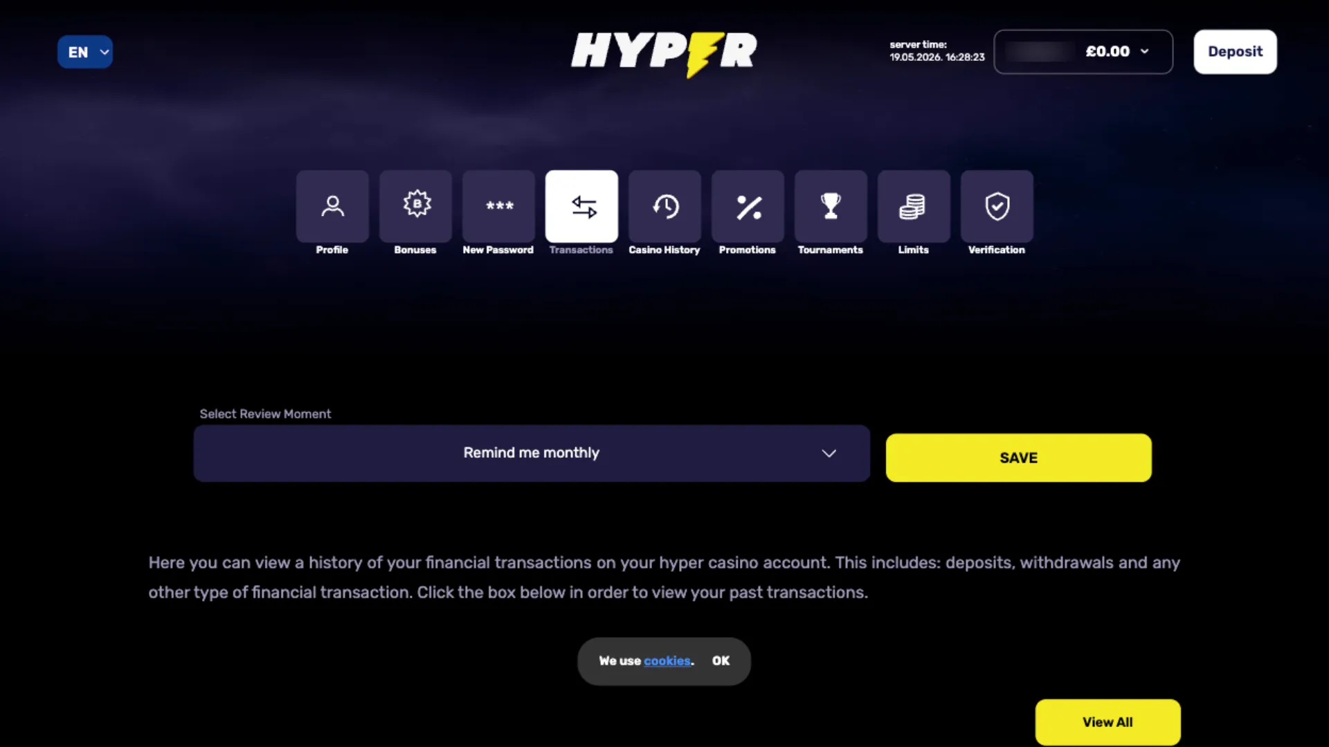 Hyper Casino How To Sign Up Step 8 Background Image