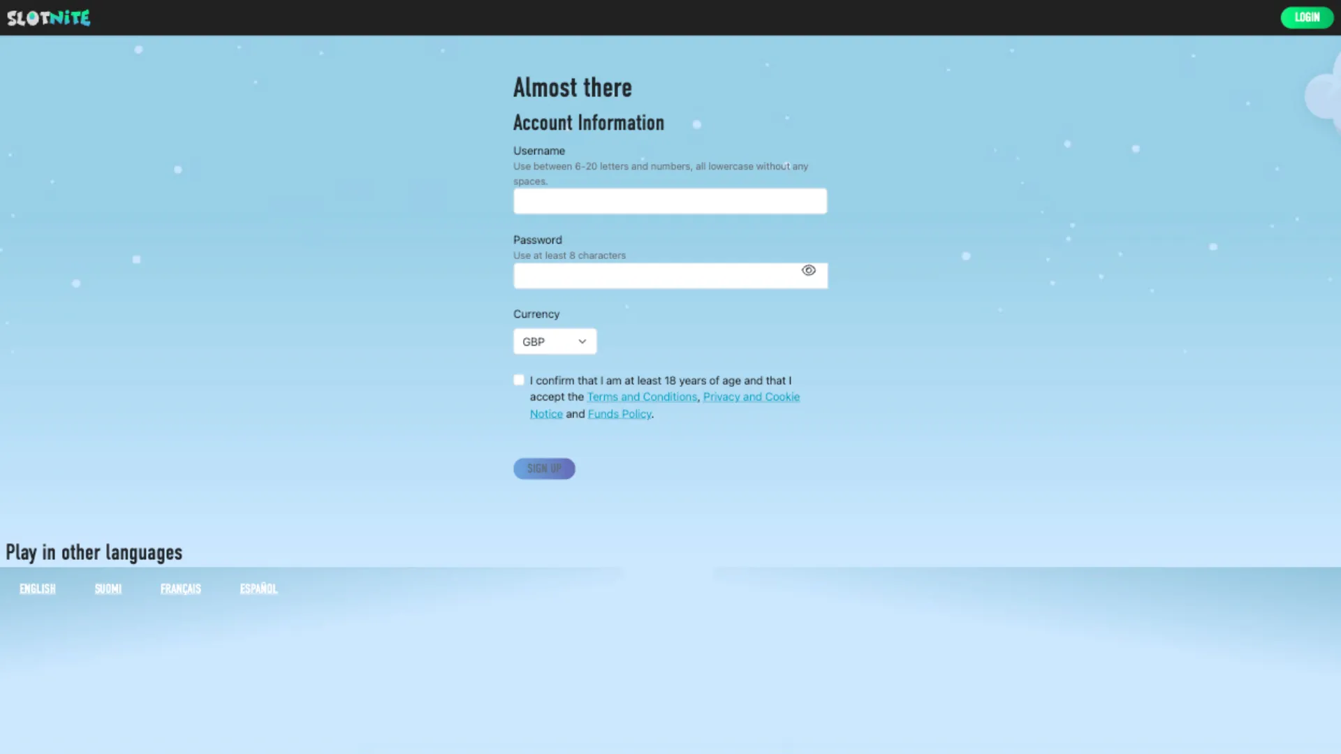 Slotnite How To Sign Up Step 5 Background Image