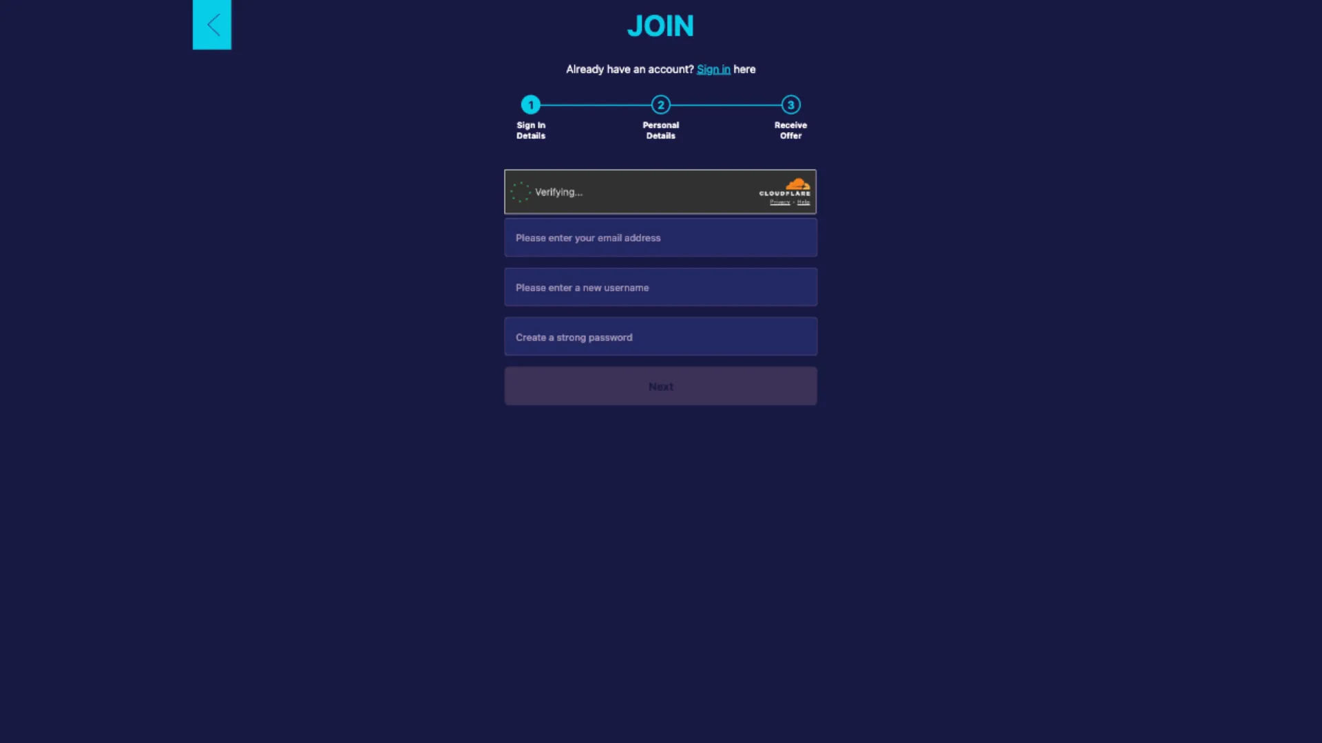 Magical Vegas Casino How To Sign Up Step 2 Background Image