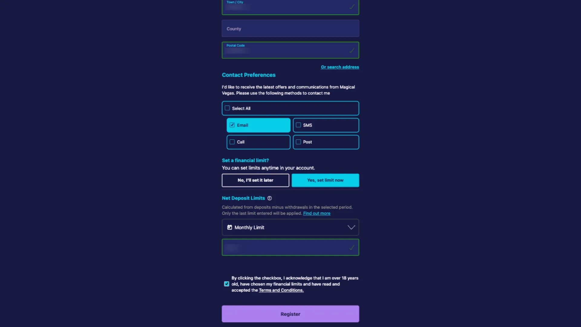 Magical Vegas Casino How To Sign Up Step 4 Background Image