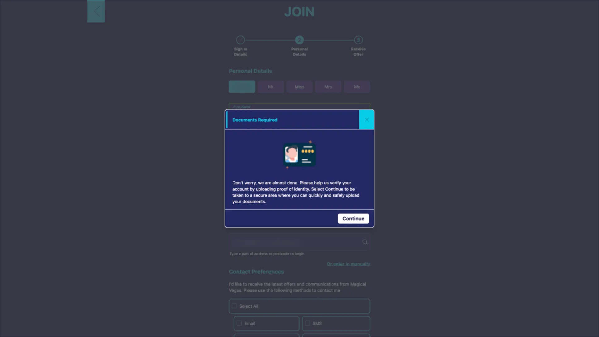 Magical Vegas Casino How To Sign Up Step 5 Background Image